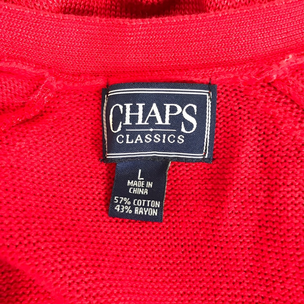 Chaps Ralph Lauren Large Red Cardigan Sweater - Picture 7 of 9